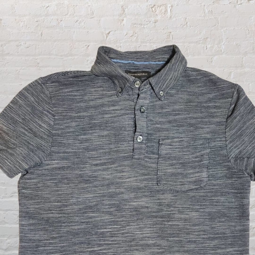 Banana Republic Polo Shirt | Mens Medium | Gray | Cotton Stretch |